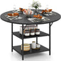 Dining Table for 4-6 People, Round Wooden Kitchen Tables with Storage Shelves