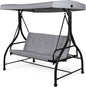 3 Seater Convertible Outdoor Hammock Bench Chair with Adjustable Canopy and Cushions