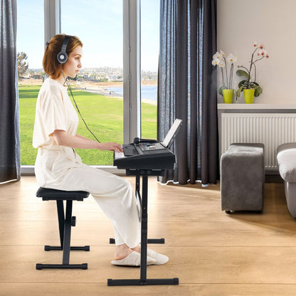 61-Key Portable Electronic Keyboard Piano Set with Stand and Stool