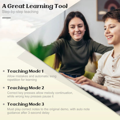 61-Key Portable Electronic Keyboard Piano Set with Stand and Stool