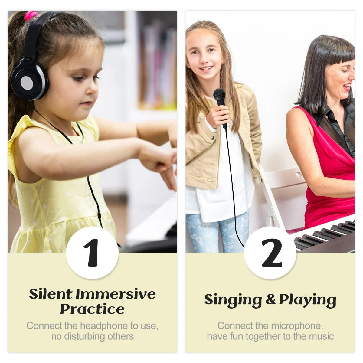 61-Key Portable Electronic Keyboard Piano Set with Stand and Stool