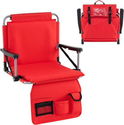 Foldable Stadium Seat, Padded Camping Chair with Back Support