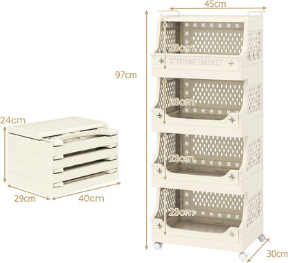 3/4/5/6 Tier Rolling Laundry Basket with Wheels and Handles for Laundry Room