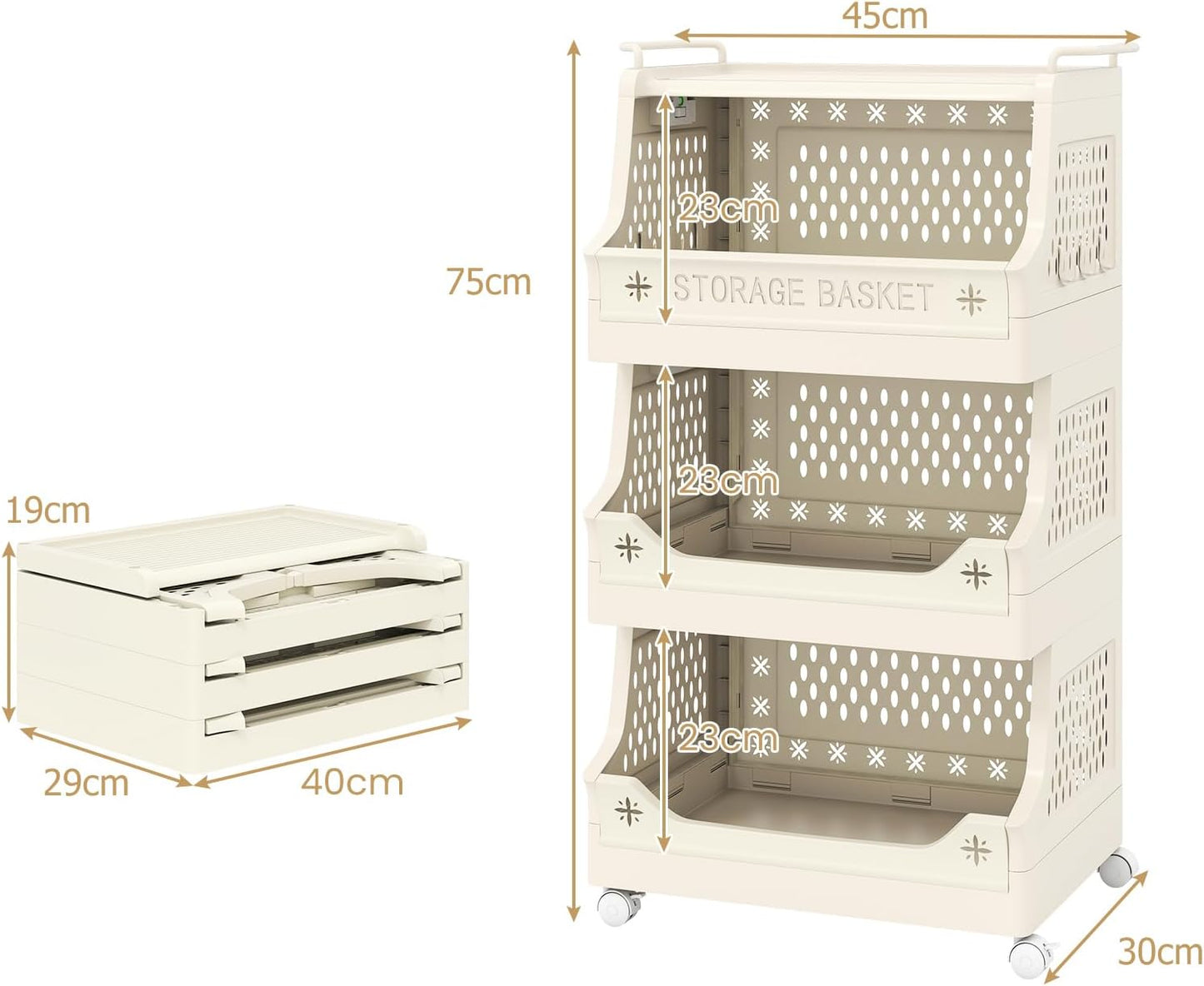3/4/5/6 Tier Rolling Laundry Basket with Wheels and Handles for Laundry Room