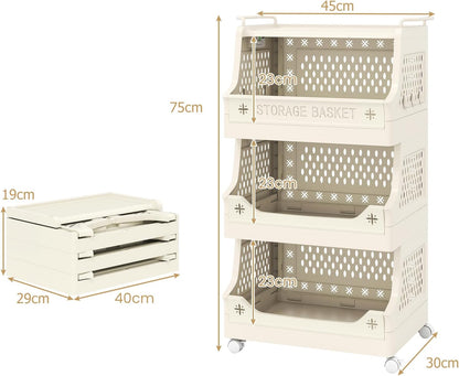 3/4/5/6 Tier Rolling Laundry Basket with Wheels and Handles for Laundry Room