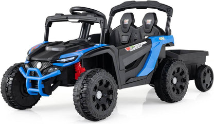 12V Battery Powered Ride On Kids Tractor with Detachable Trailer