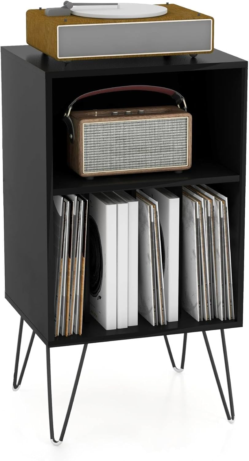 Record Player Stand, Wooden Vinyl Albums Storage Cabinet Holder