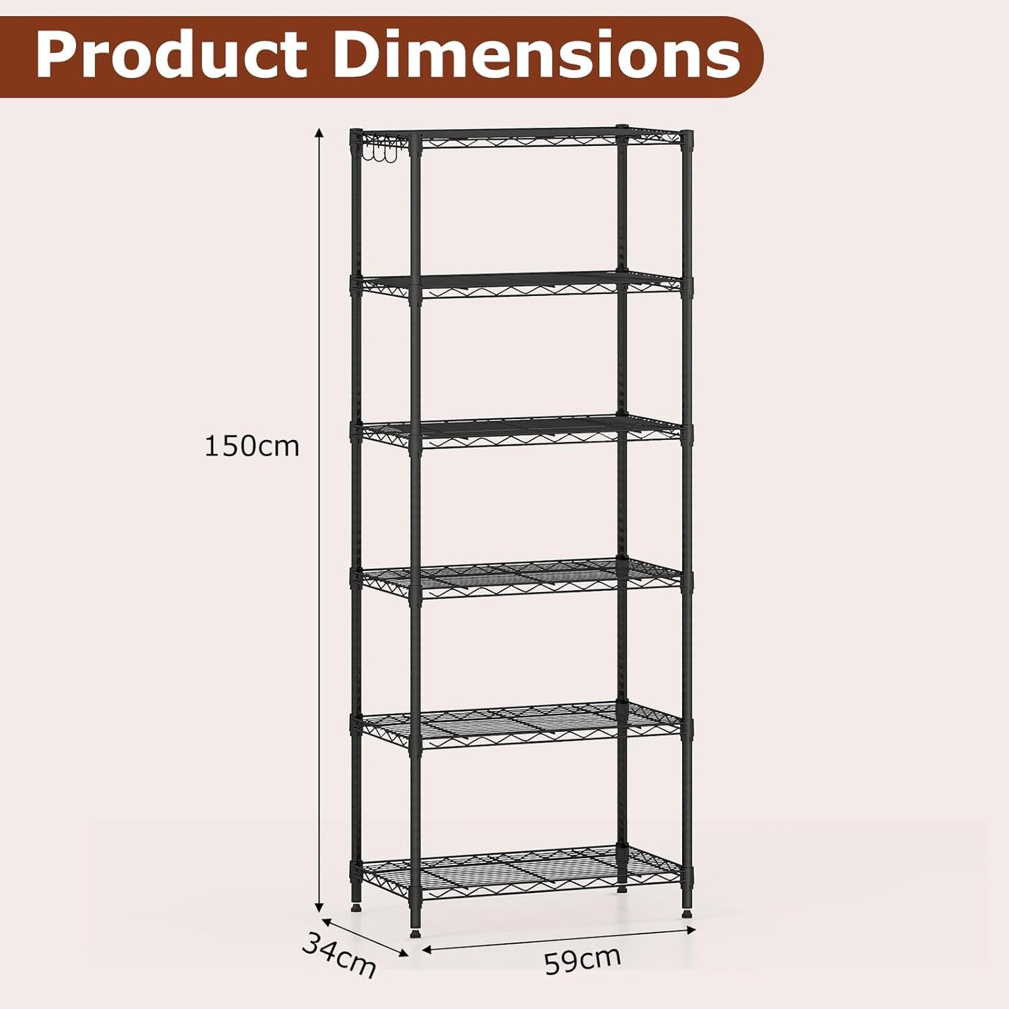 3/4/5/6-Tier Wire Shelving Unit Adjustable Metal Storage Shelves with V-shaped Shelving Rack