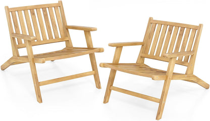 Natural Mid Century Teak Wood Outdoor Chair with Comfortable Backres