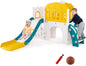 9 in 1 Toddler Slide L Shaped Kids Slide and Climber Playset with Basketball Hoop