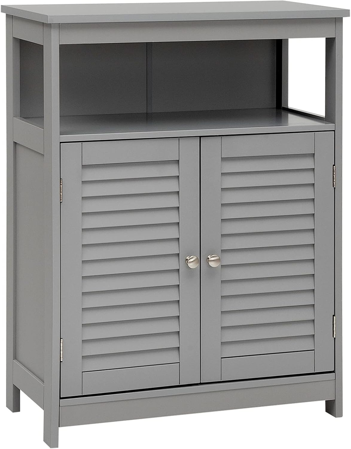Bathroom Floor Cabinet, Wooden Freestanding Storage Cupboard with Double Shutter Door