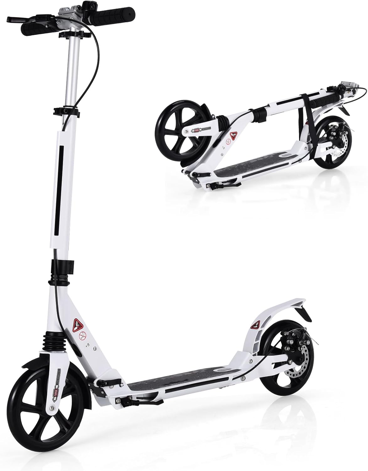 Folding Kick Scooter, 3 Heights Adjustable City Scooters with Big Wheels