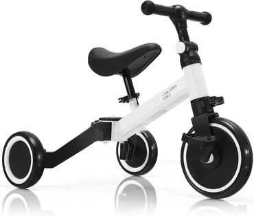 3 in 1 Kids Trike, Folding Baby Tricycle with Adjustable Handlebar and PU Seat