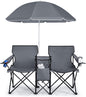 Portable Folding Loveseat with Umbrella & Carrying Bag