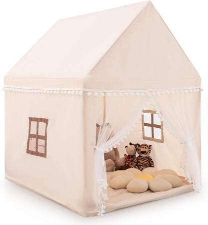 Children's Wooden Frame Playhouse Tent with Mat