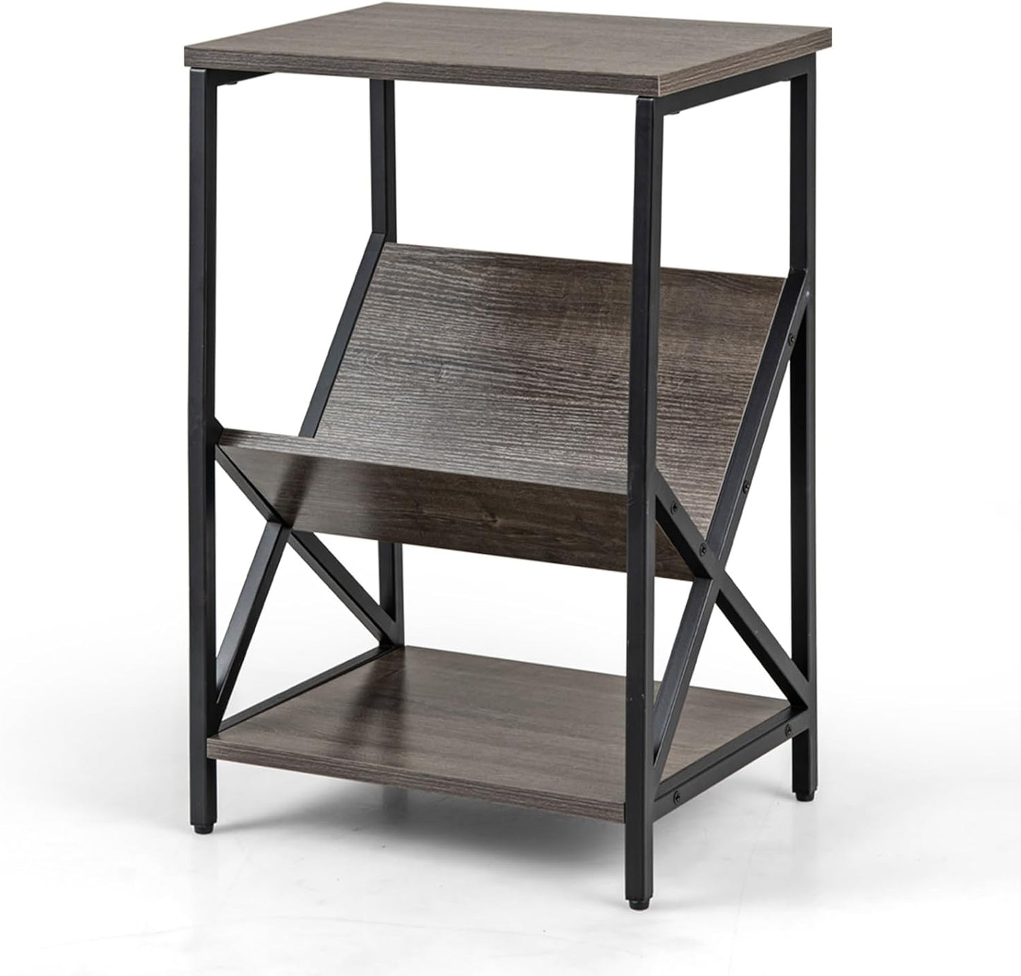 3-Tier Record Player Stand with V-Shaped Magazine Holder