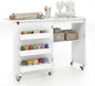 Folding Sewing Table with Storage Shelf and 3 Hidden Bins for Home