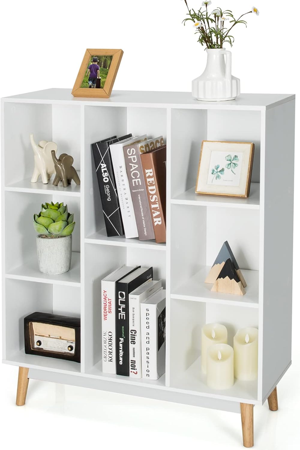 8 Cube Wooden Freestanding Bookshelf Side Cabinet