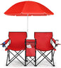 Portable Folding Loveseat with Umbrella & Carrying Bag