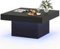 LED Coffee Table, 90x90cm Square Cocktail Center Table with 20-Color RGB LED Lights