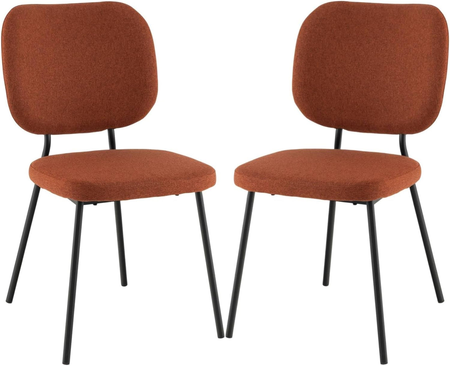 GiantexUK Dining Chairs Set of 2/4, Upholstered Linen Fabric Kitchen Chairs with Metal Legs, Padded Seat & Backrest, without Armrest