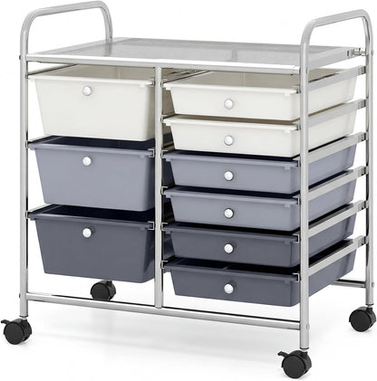Metal Frame Utility Storage Organizer Cart with 4 Wheels