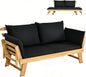 3 in 1 Convertible Cushioned Loveseat Lounger Couch with Folding Armrests and Pillows