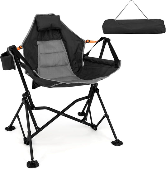 Folding Hammock Camping Chair with Adjustable Back Head Pillow