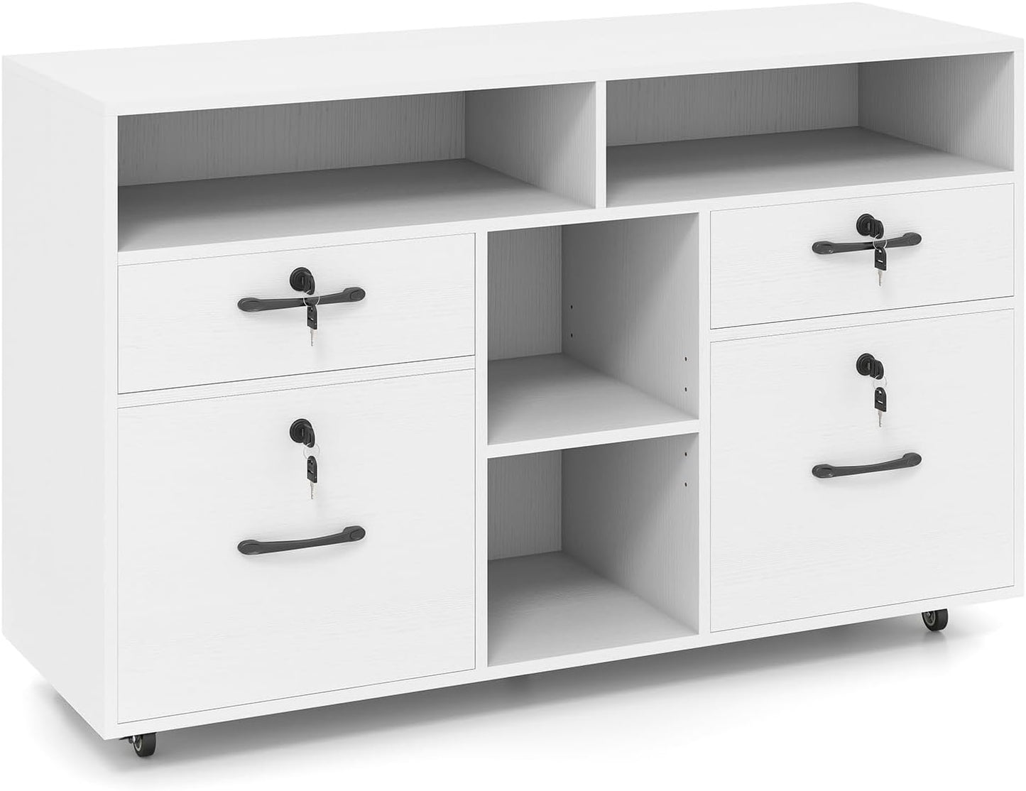 4 Drawers Mobile File Cabinet Storage Organiser Chest with Lock