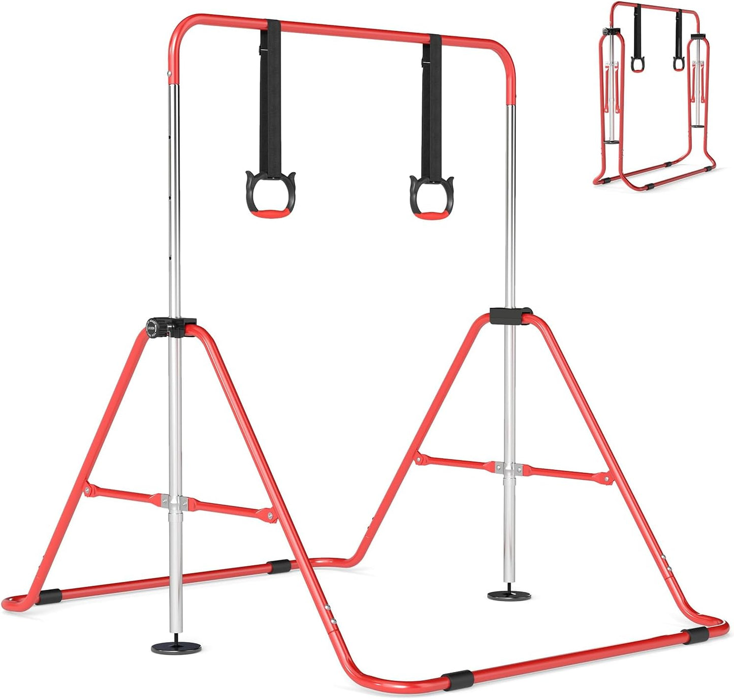 Folding Gymnastics Bar, Height Adjustable Horizontal Kip Bars with Anti-slip Base