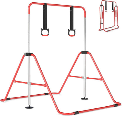 Folding Gymnastics Bar, Height Adjustable Horizontal Kip Bars with Anti-slip Base