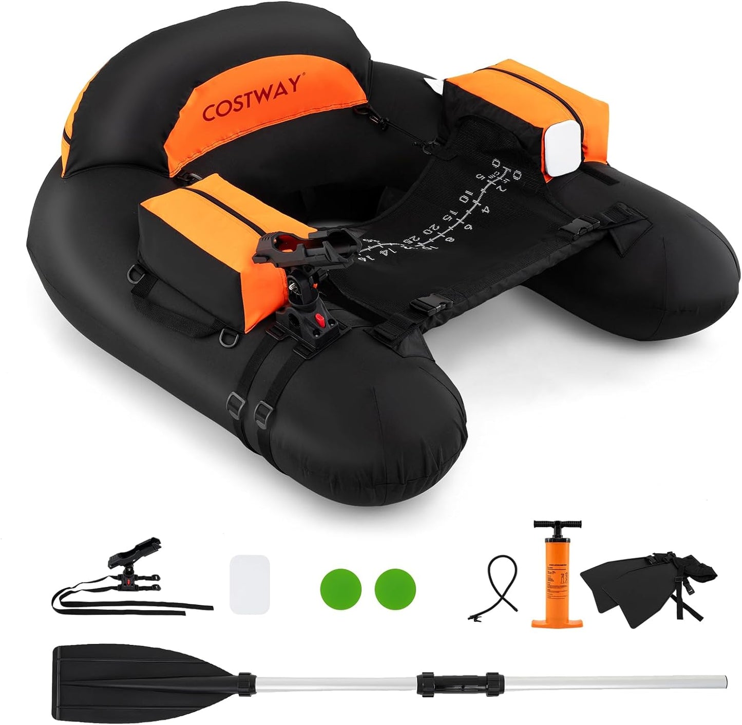 Fishing Boat with Pump, Adjustable Straps, Paddle, Pockets, Fish Ruler, Rod Holder
