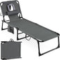 Folding Sun Lounger with Face Hole, 4-Position Adjustable Outdoor Chaise Lounge Chair