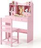 Kids Desk and Chair Set, Wooden Student Study Table with Drawers