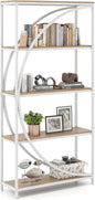 5-Tier Industrial Etagere Bookshelf with Open Storage Shelves and Arc-Shaped Design