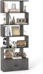 Industrial S-Shaped 5-tier Bookcase with Cabinet