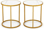 50x50x59cm Golden Metal Frame Marble Top Side Table with Anti-Slip Foot Pads