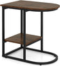 2 Tier C shaped End Table Modern Sofa Side Table with Metal Frame