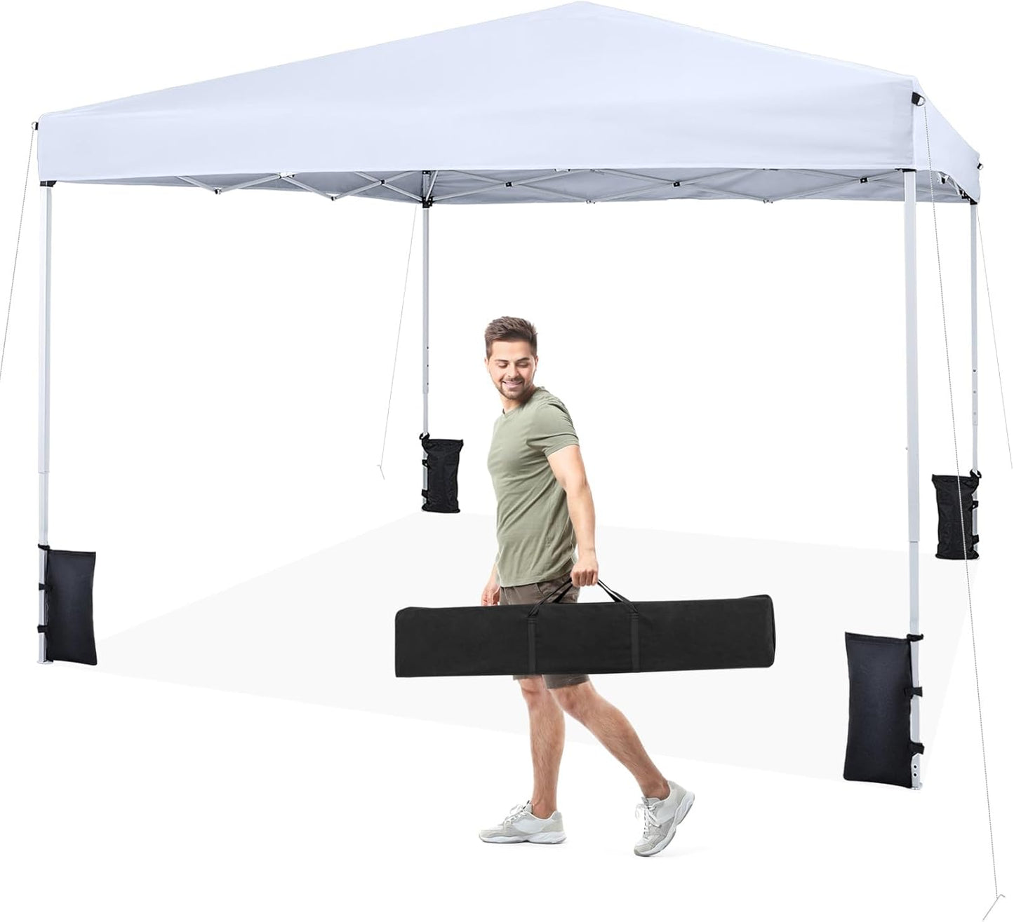 3m x 3m Pop Up Canopy Tent, Height Adjustable Garden Gazebo Shelter