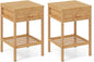 Bamboo Nightstand Bedside Table with Storage Drawer and Open Shelf