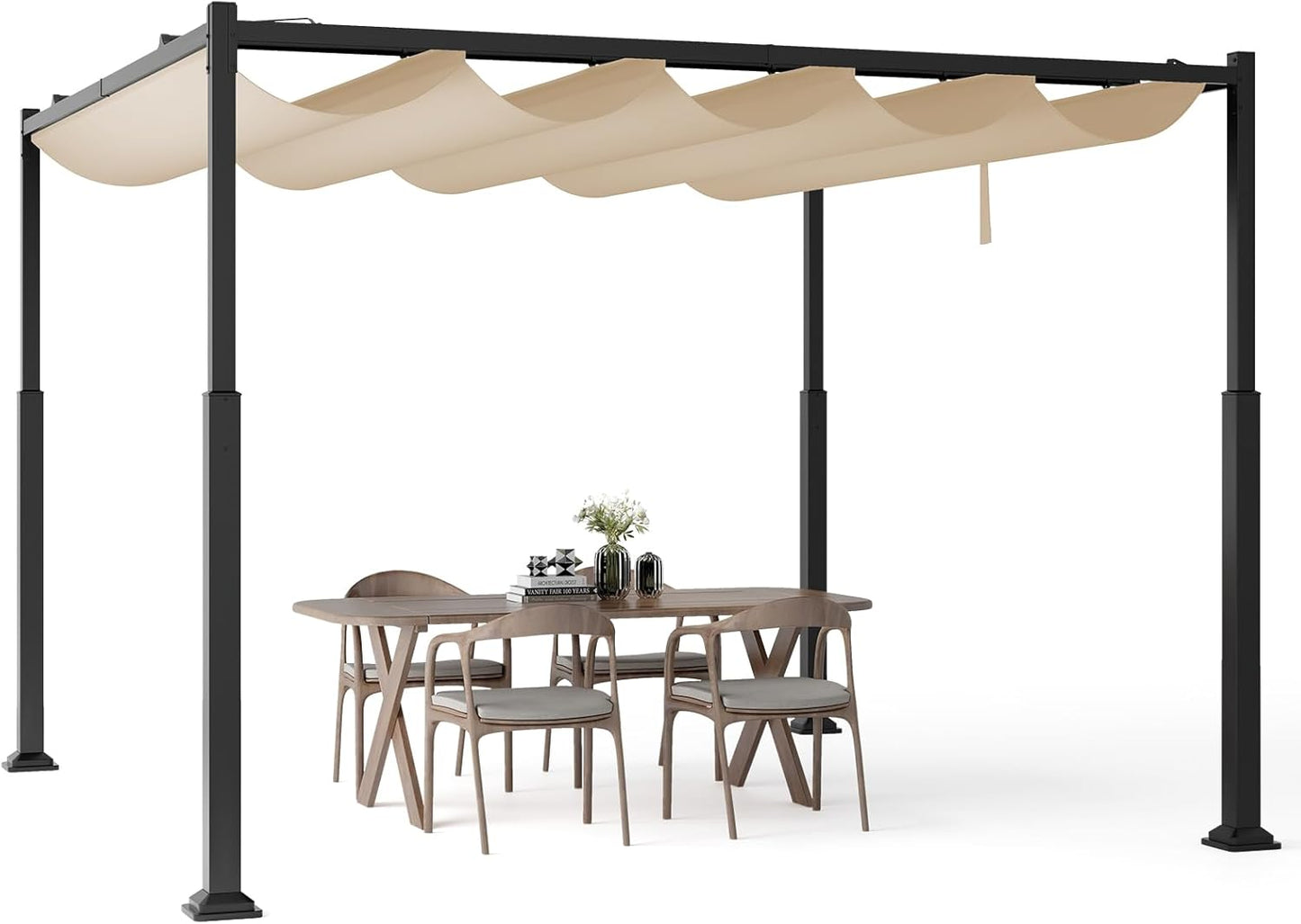 3.1m X 3.1m Metal Pergola with Retractable Roof