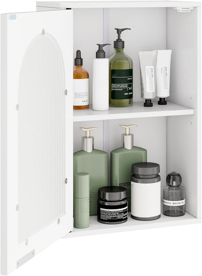 Bathroom Wall Cabinet, Wall-Mounted Wooden Storage Cupboard