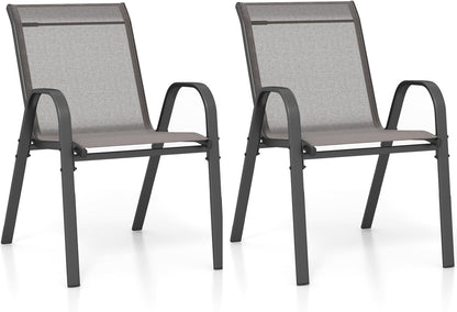 Stackable Outdoor Modern Accent Chairs with Armrests