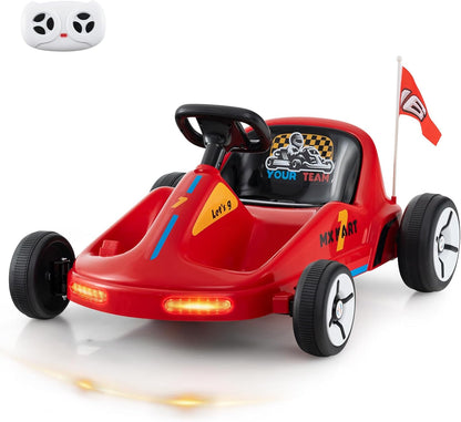12V Kids Electric Go Kart with Remote and 3 Speeds and Lights