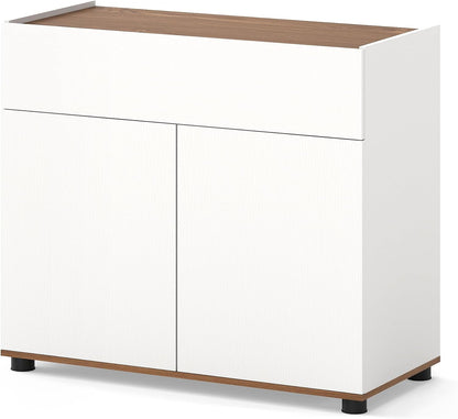 Storage Cabinet, 2 Door Buffet Sideboard with Push-to-Open Design, Drawer & 2 Anti-tipping Devices