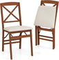 Padded Folding Chair Set of 2/4, Rubber Wood Counter Dining Chairs with Backrest