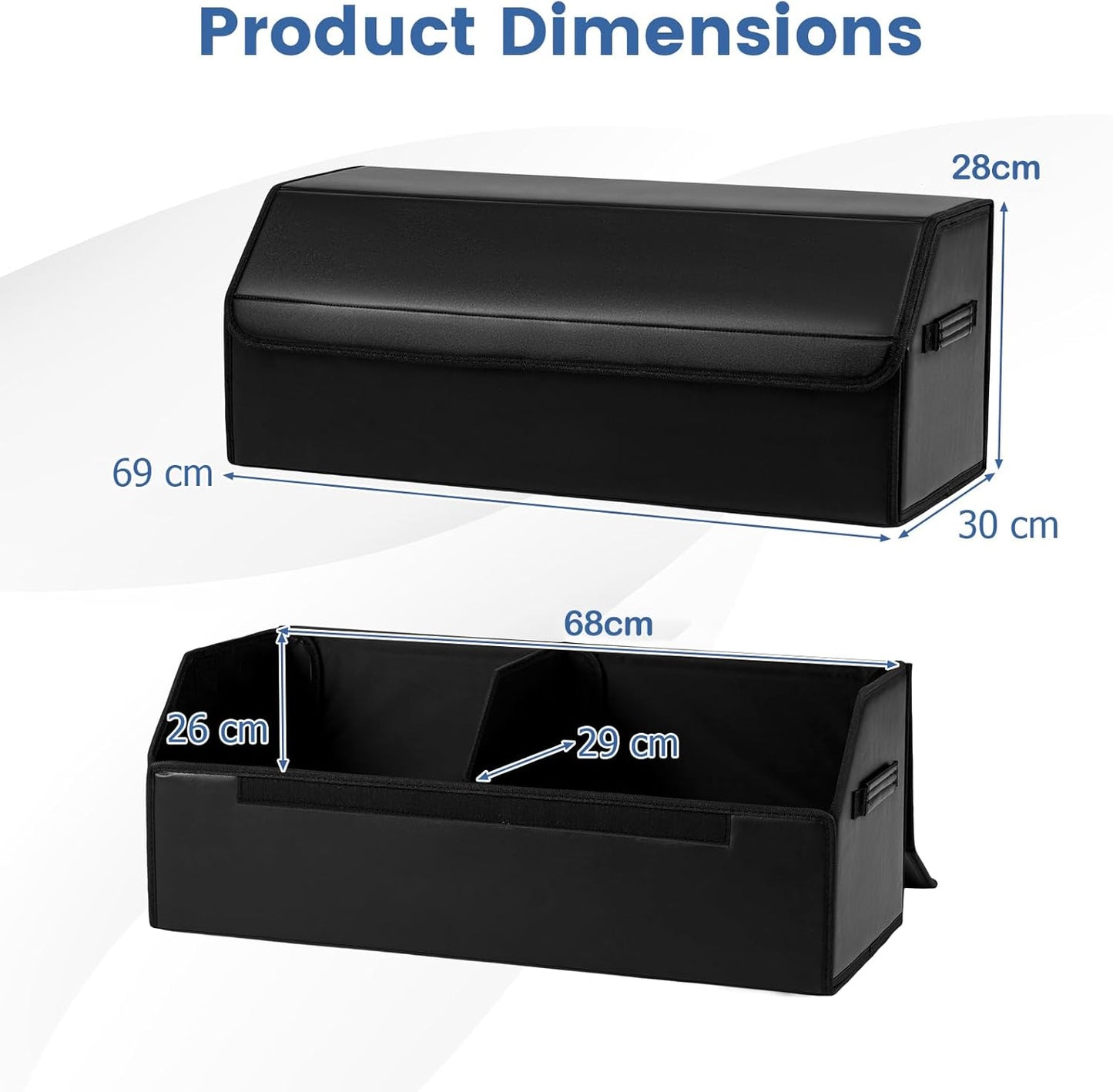 Leather Car Trunk Organizer with Lid Removable Divider and Large Capacity