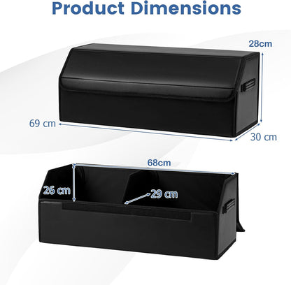 Leather Car Trunk Organizer with Lid Removable Divider and Large Capacity