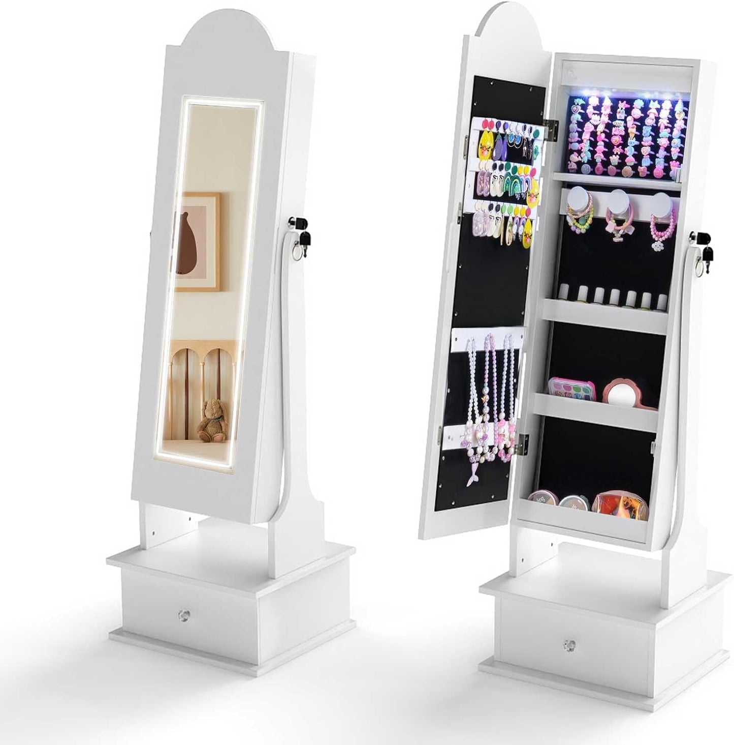 Kids Jewelry Cabinet Children Jewelry Organizer with Lights