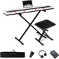 Full Size Electric Piano with Adjustable Stand & Stool, Light-up Keys and Buttons, MIDI Function